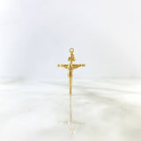 Dije Cruz Cristo 0.75gr / 3cm / Baston Liso Oro Amarillo