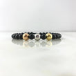 Pulsera Negra Lineal 0.95gr / 8mm Bolas Lisas 3 Und Tres Oros *