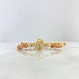 Pulsera Caqui San Rafael 0.9gr / 4mm Bolas Diamantadas 2 Und Oro Amarillo ©