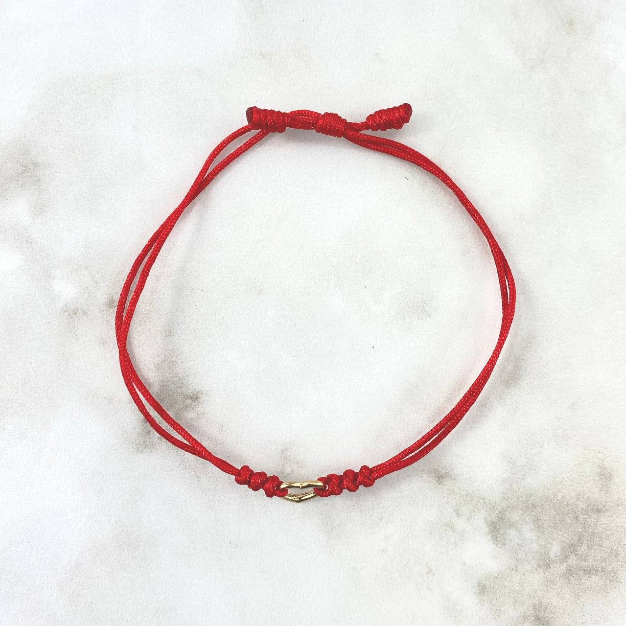 Pulsera Roja Corazón Silueta 0.3gr / Oro Amarillo ©