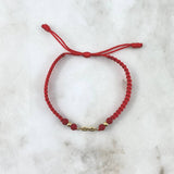 Pulsera Roja Infinito 0.45gr / 3mm Bolas Lisas 2 Und Oro Amarillo ©