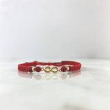Pulsera Roja Infinito 0.45gr / 3mm Bolas Lisas 2 Und Oro Amarillo ©