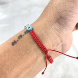Pulsera Roja Ojos Turcos 0.5gr / 3mm Bolas Lisas 10 Und Oro Amarillo ©