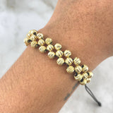 Pulsera Negra Ajedrez 7.9gr / 5mm Bolas Satinadas 37 Und Oro Amarillo *