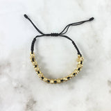 Pulsera Negra Ajedrez 7.9gr / 5mm Bolas Satinadas 37 Und Oro Amarillo *