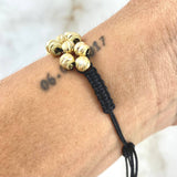 Pulsera Negra Ajedrez 7.9gr / 5mm Bolas Satinadas 37 Und Oro Amarillo *