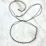 Choker Negro Corazón Silueta 0.85gr / 3mm Bolas Lisas 12 Und Oro Amarillo
