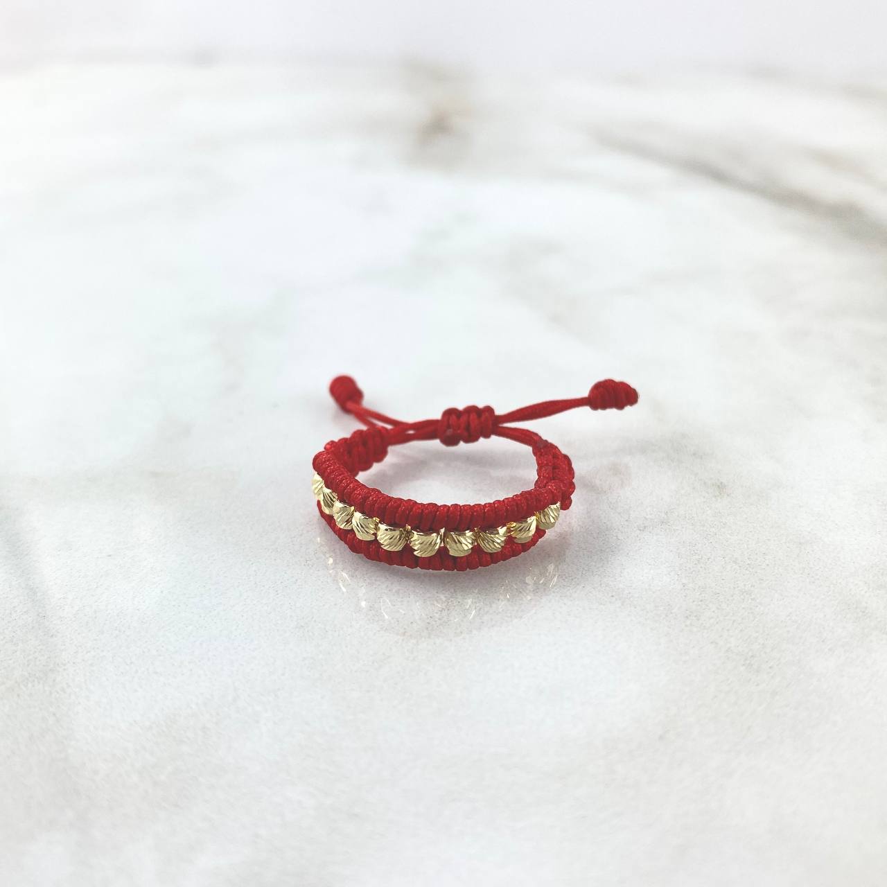 Anillo Rojo Carril 0.8gr / 3mm Bolas Diamantadas 10 Und Oro Amarillo ©