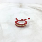 Anillo Rojo Carril 0.8gr / 3mm Bolas Diamantadas 10 Und Oro Amarillo ©