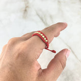 Anillo Rojo Carril 0.8gr / 3mm Bolas Diamantadas 10 Und Oro Amarillo ©