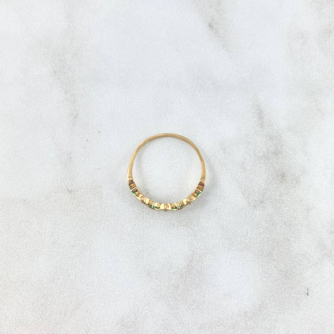 Anillo Eslalon 1.6gr / T7 3/4 / Esmeraldas 17pts Oro Amarillo (Joya)