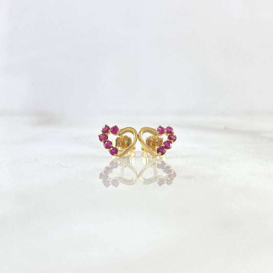 Topos Corazón Silueta 1.2gr / 0.9cm / Mitad Rubíes 21pts Oro Amarillo (Joya) ©