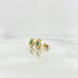 Topos Halo Movil 2.05gr / 7mm Esmeralda 36 Pts - Diamantes Blancos 25 - Broche Mariposa Oro Amarillo 18K (Joya) *