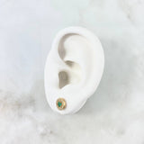 Topos Halo Movil 2.05gr / 7mm Esmeralda 36 Pts - Diamantes Blancos 25 - Broche Mariposa Oro Amarillo 18K (Joya) *