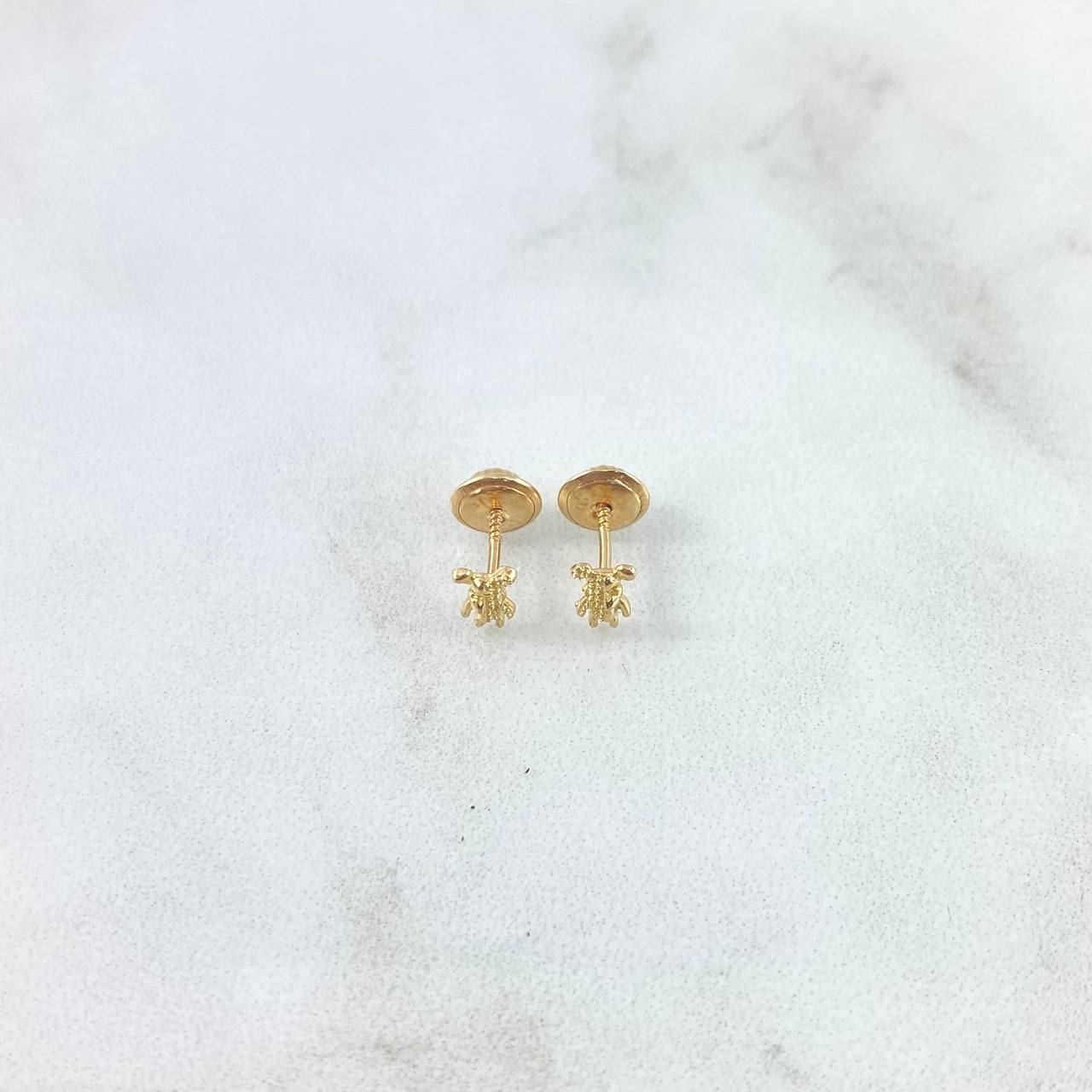 Topos Oso Teddy 0.7gr / 0.6cm / Mitad Punteado - Mitad Liso Oro Amarillo ©
