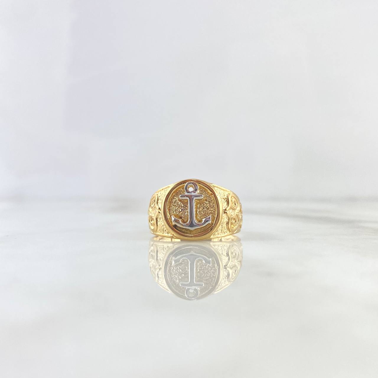 Anillo Ancla 6.4gr / T11 / Dos Oros Amarillo Blanco