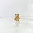Anillo Oso 3.8gr / T7 1/4 / Circones Blancos Ojos Azules Oro Amarillo ©