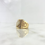 Anillo Rombo Corona 13.4gr / T9 3/4 / Circones Blancos Oro Amarillo ©