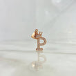 Dije Letra P Corona 1.6gr / 2.6cm / Circones Blancos Oro Rosa
