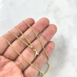 Cadena Lazo 0.85gr / 45cm + Dije Dinosaurio Circones Blancos 0.25gr / 1.2cm / Oro Amarillo (Oferta)