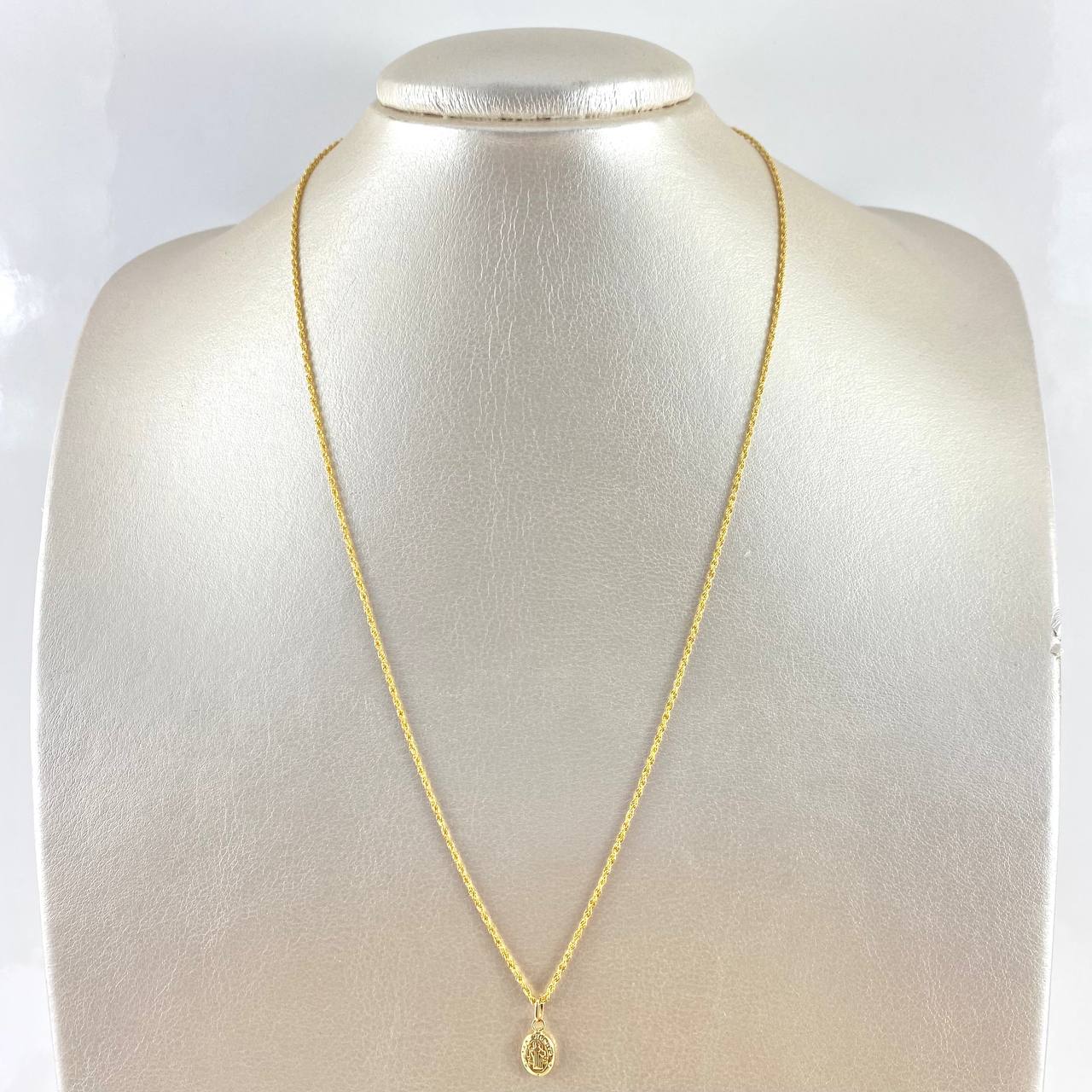 Cadena Lazo 0.95gr / 50cm + Dije San Benito 0.3gr / 1.4cm Oro Amarillo (Oferta)