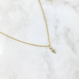 Set Cadena Lazo 1gr / 50cm + Dije Cruz Lisa 0.3gr / 1.5cm Oro Amarillo (Oferta)