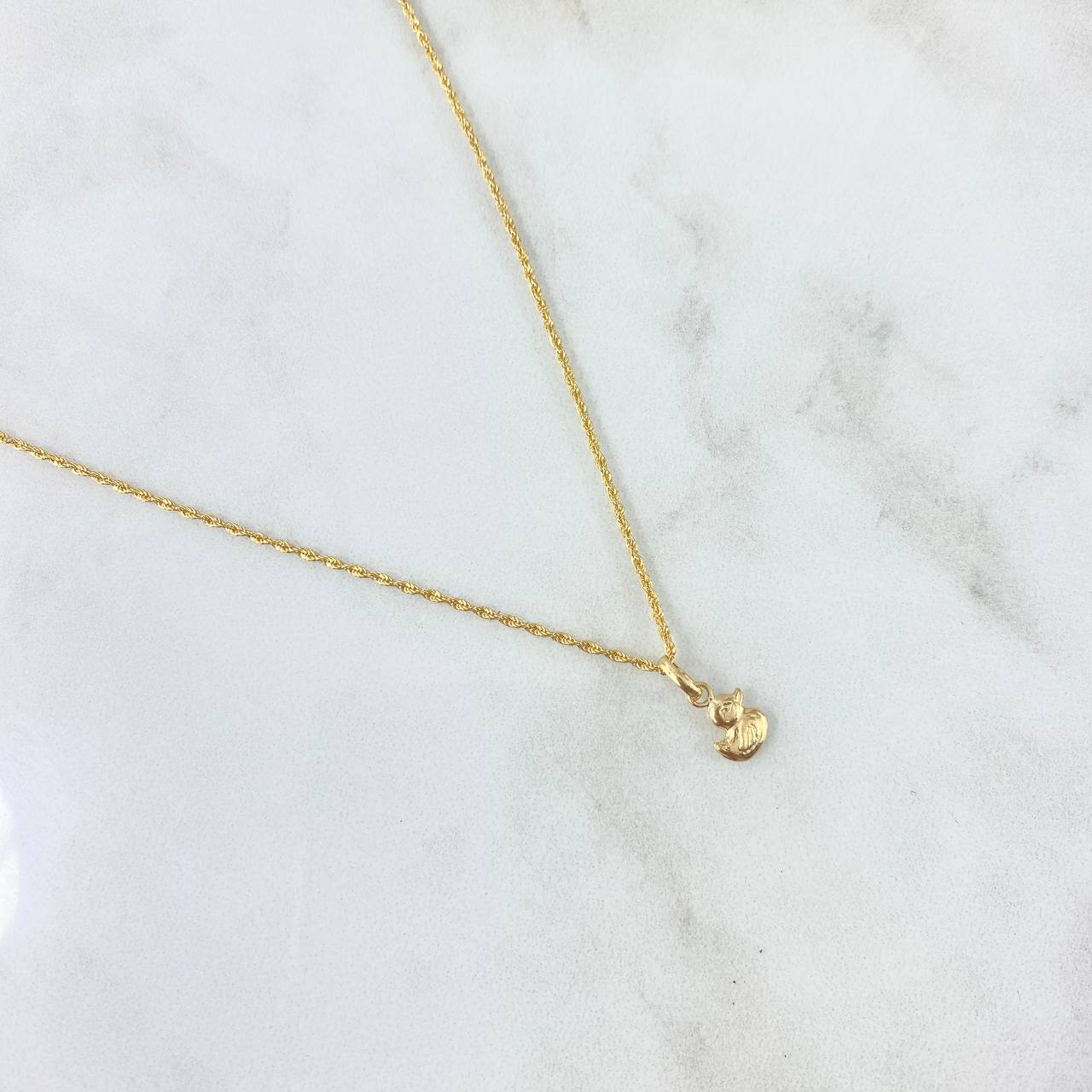 Cadena Lazo 0.85gr / 45cm + Dije Pato Liso - Mate 0.25gr / 1.2cm Oro Amarillo (Oferta)