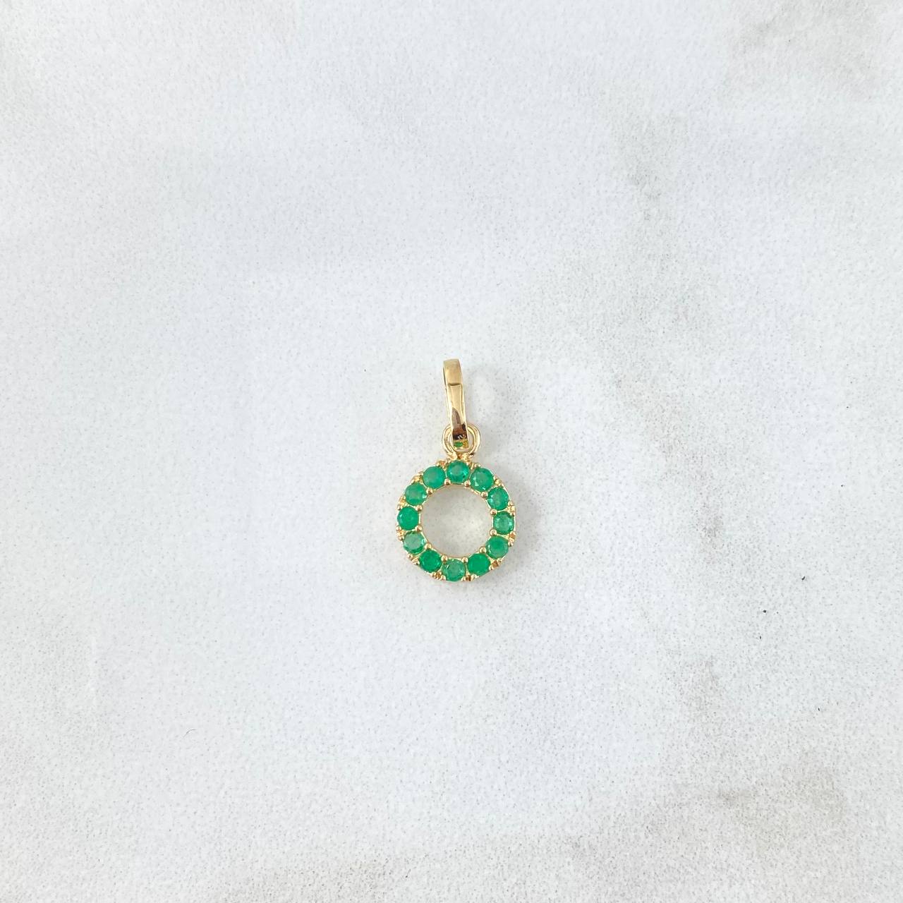 Dije Aro Tupido 0.95gr / 1.7cm / Esmeraldas 37 pts Oro Amarillo (Joya) ©
