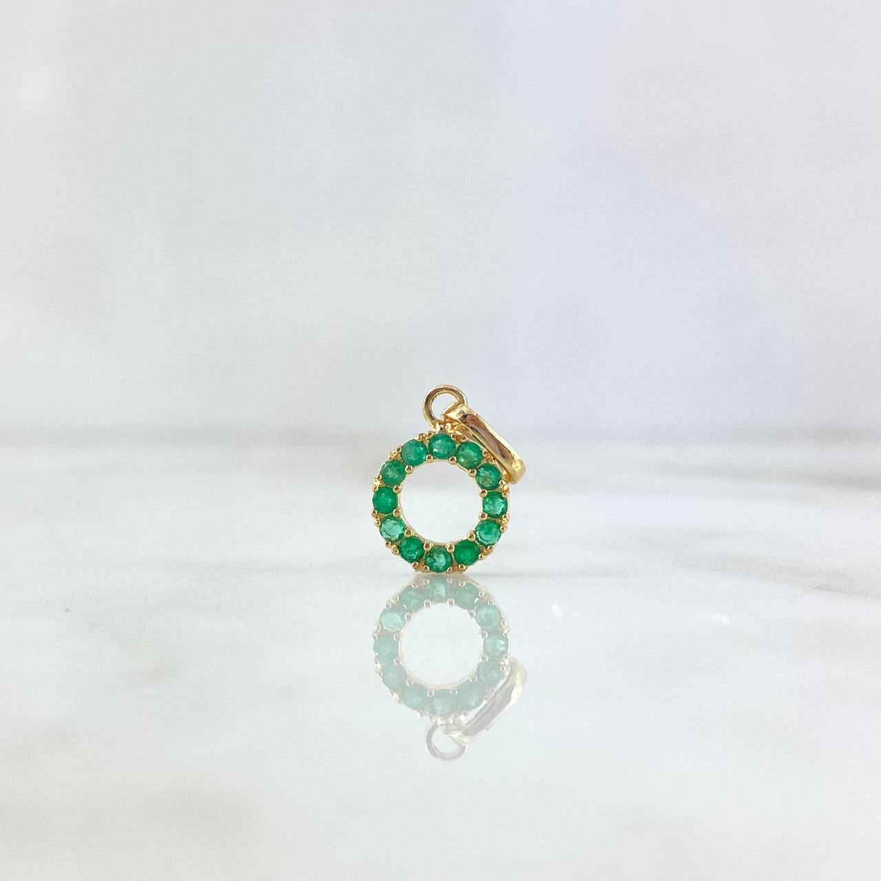 Dije Aro Tupido 0.95gr / 1.7cm / Esmeraldas 37 pts Oro Amarillo (Joya) ©