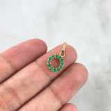 Dije Aro Tupido 0.95gr / 1.7cm / Esmeraldas 37 pts Oro Amarillo (Joya) ©
