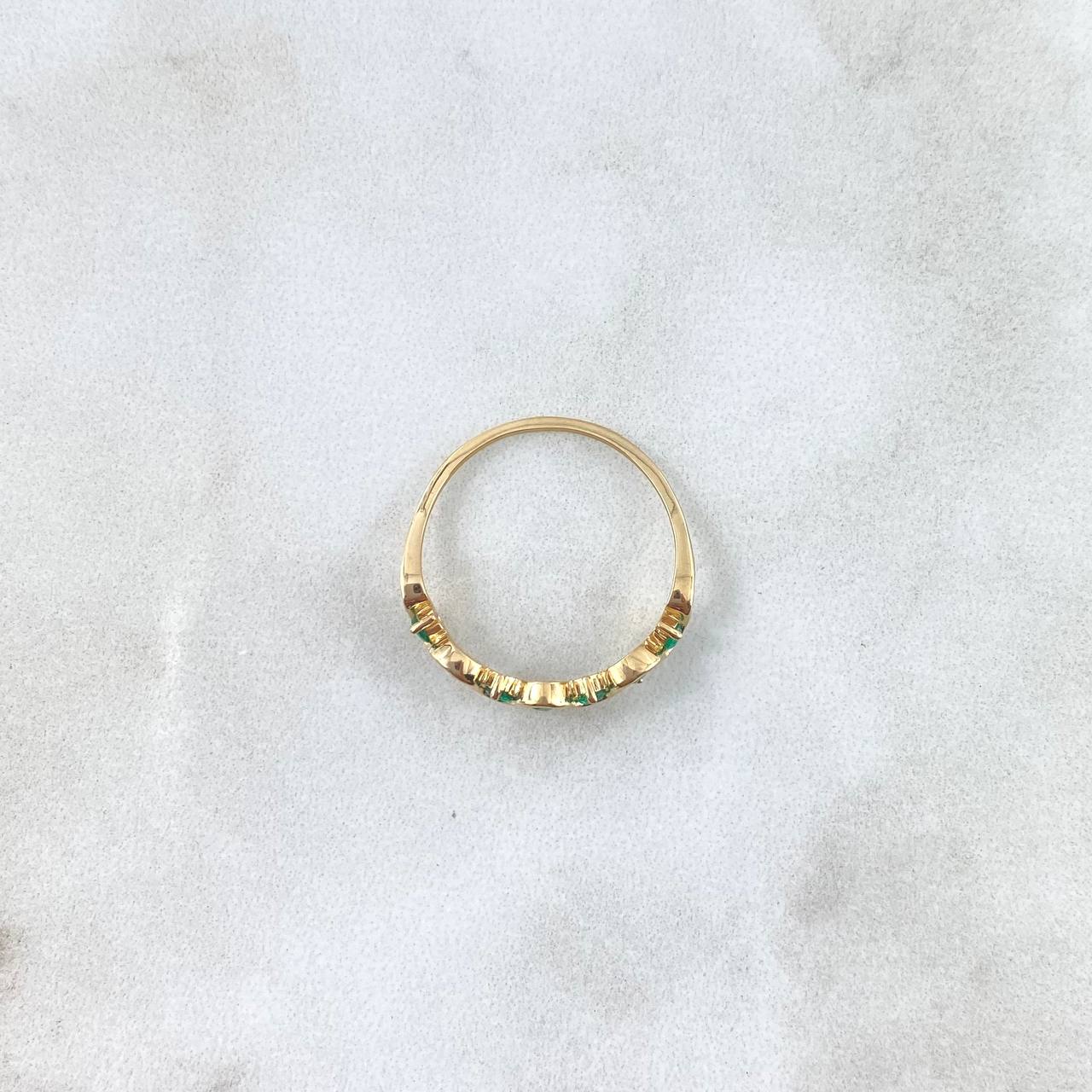 Anillo Eslalon 1.45gr / T7 1/4 / Esmeraldas 17pts Oro Amarillo (Joya) *