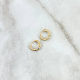 Candongas Ovalo 1.4gr / 1.1cm / Diamantes Blancos 20 pts Oro Amarillo (Joya) ©