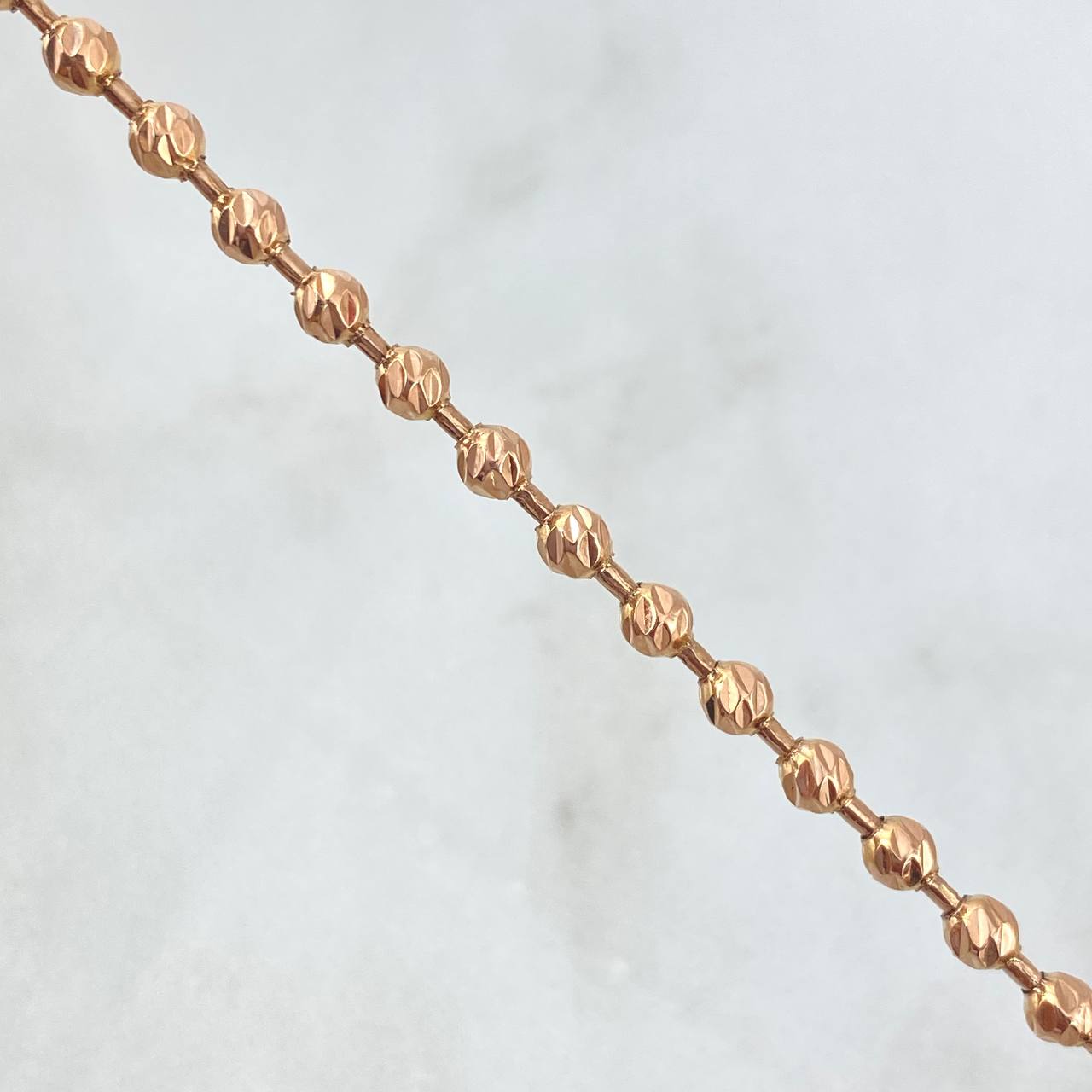 Cadena Militar 18.25gr / 60cm-3mm Bolas Diamantadas Oro Rosa 18K