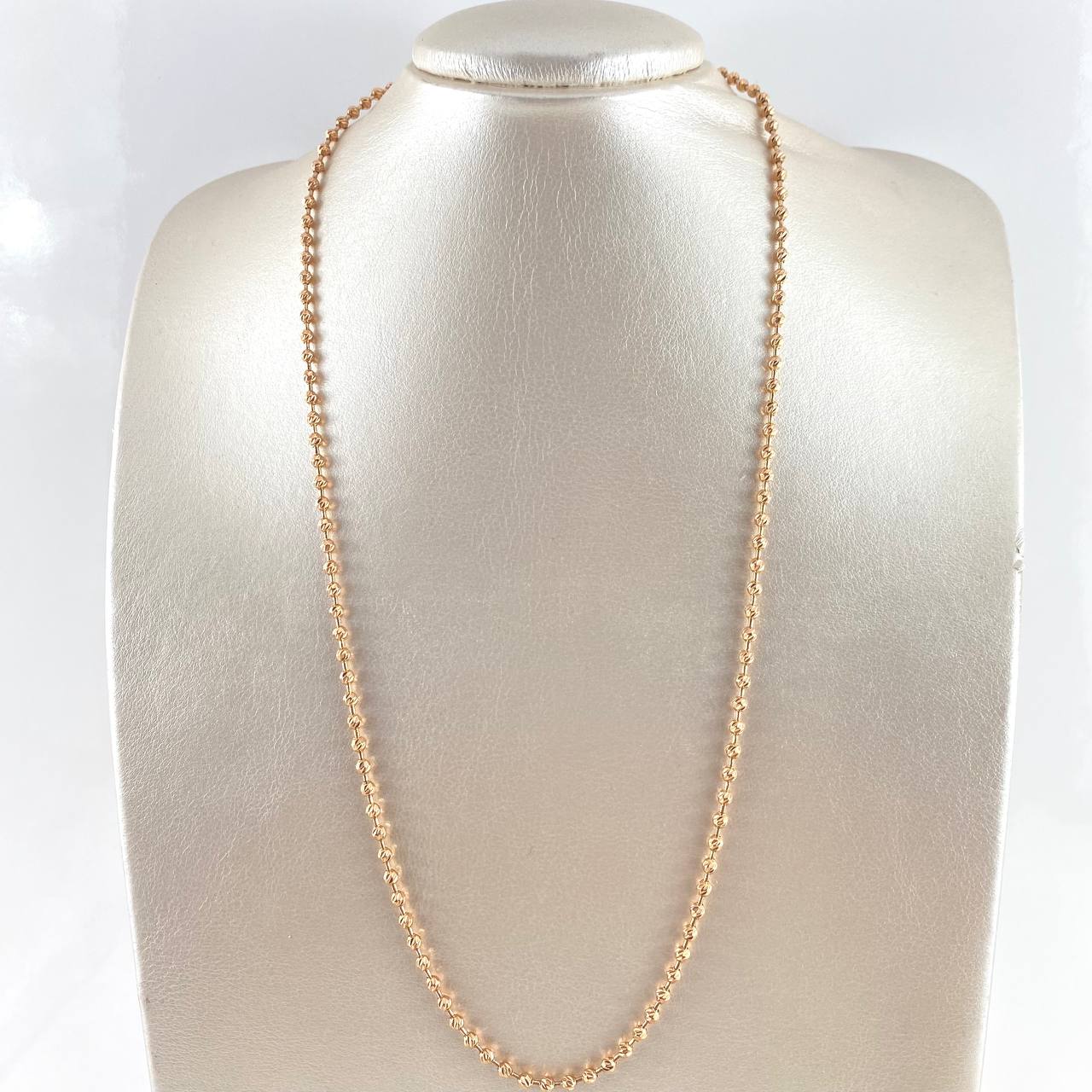 Cadena Militar 18.25gr / 60cm-3mm Bolas Diamantadas Oro Rosa 18K
