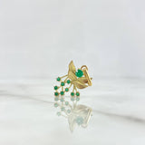 Dije Hojas Ramillete 2.3gr / 2.7cm / Esmeraldas 32Pts Oro Amarillo 18K (Joya) ©