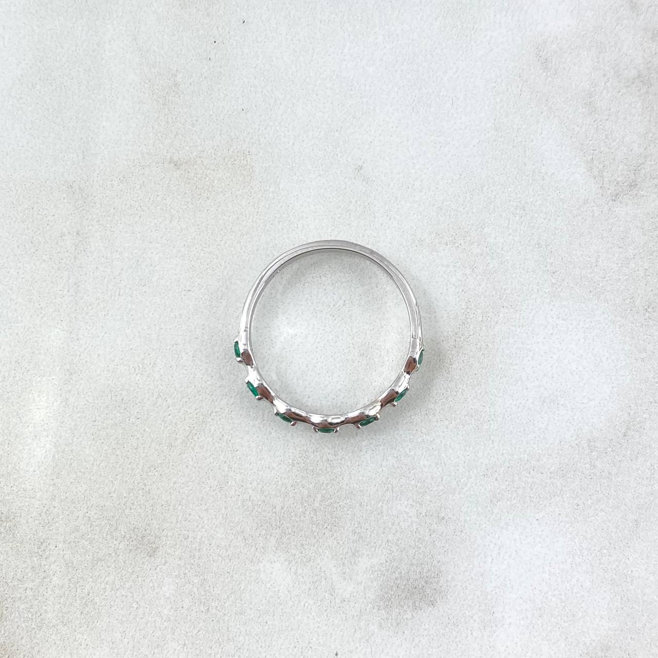 Anillo Burbujas 2.1gr / T7 1/4 / Esmeraldas 23pts Oro Blanco (Joya) *