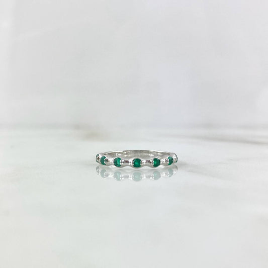 Anillo Burbujas 2.1gr / T7 1/4 / Esmeraldas 23pts Oro Blanco (Joya) *