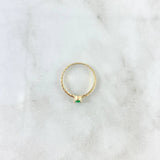 Anillo Solitario Aro Trenzado 1.7gr / T7 1/4 / Esmeralda 29 Puntos Oro Amarillo (Joya)