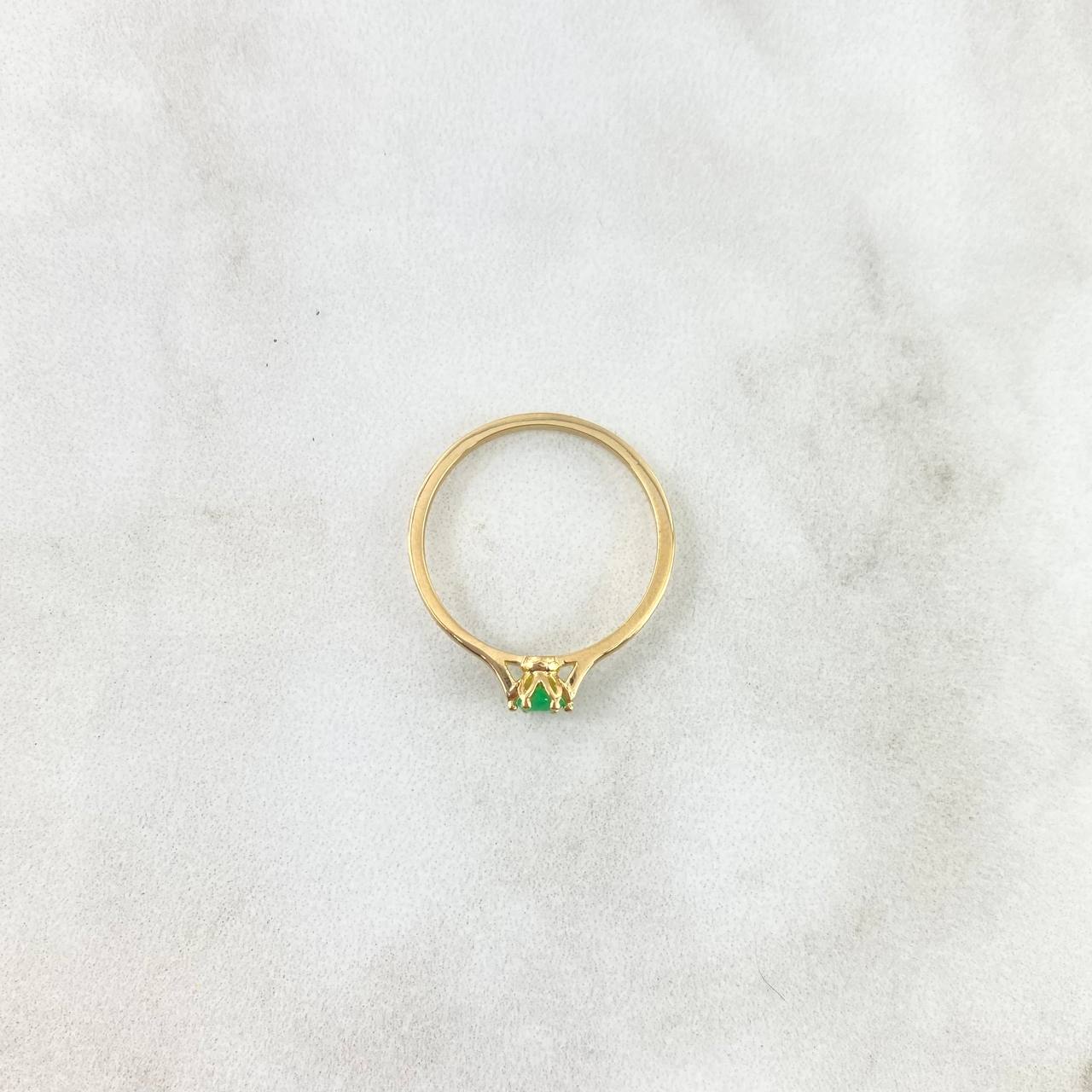 Anillo Soliario Circulo Filigrana 1.8gr / T7 1/2 / Esmeralda 18pts Oro Amarillo (Joya)