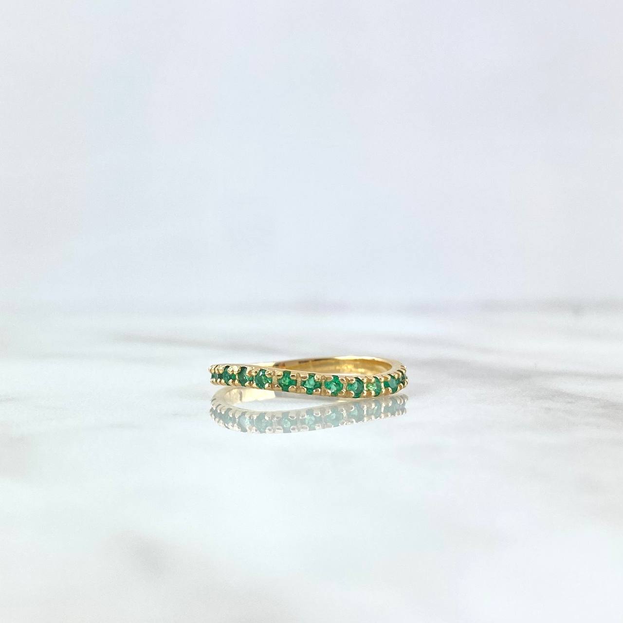 Anillo Churumbela Garritas Curvio 1.9gr / T6 1/2 / Esmeraldas 20pts Oro Amarillo (Joya)