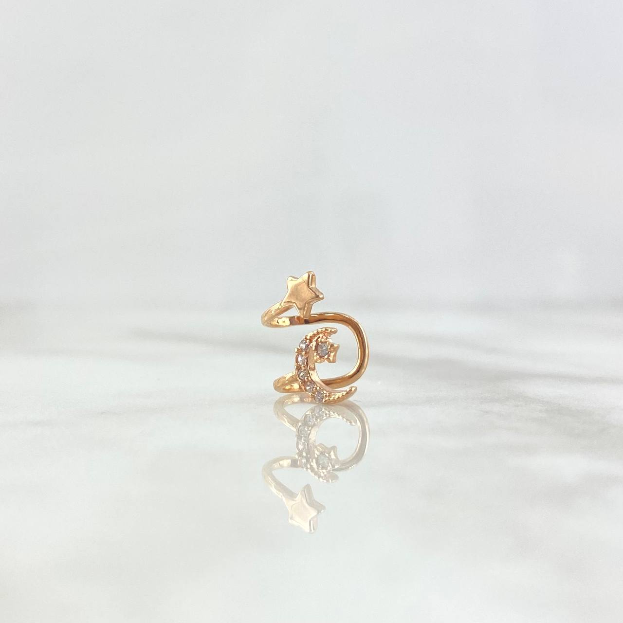 Piercing Earcuff Simulador 0.9gr / 1.1cm / Estrella Luna Oro Rosa (Joya)