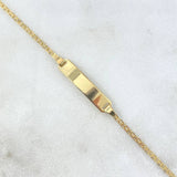 Pulso Chino 2.85gr / 13.5cm-15.5cm / 2mm Placa Rectangular Lisa Oro Amarillo +1