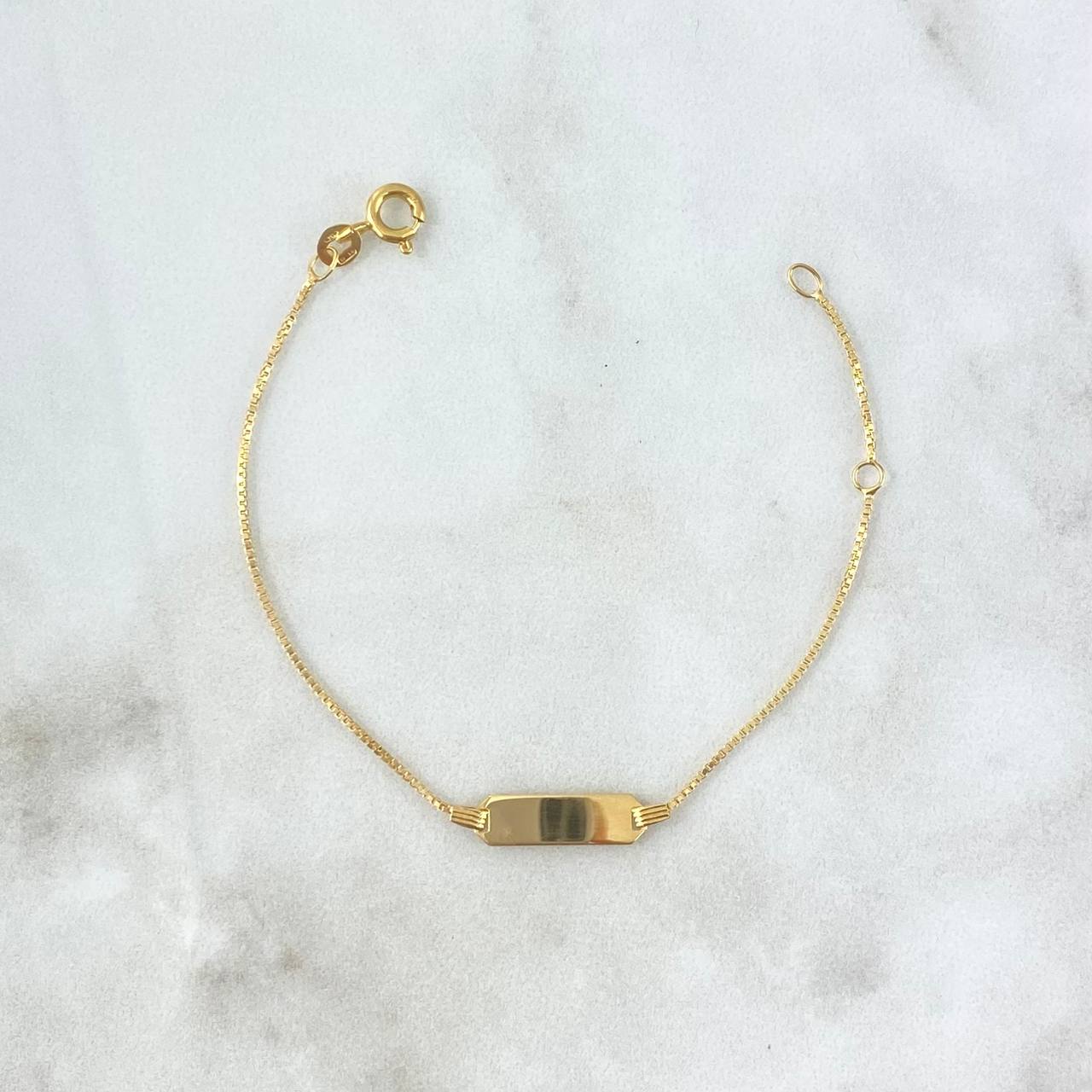 Pulso Veneciano 1.65gr / 13.5cm-16cm / 1mm Placa Lisa Oro Amarillo +3