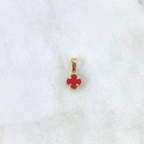 Dije Trébol VCyA 1.1gr / 1.7cm / 10mm Ambar Rojo Punteado Oro Amarillo +4 *