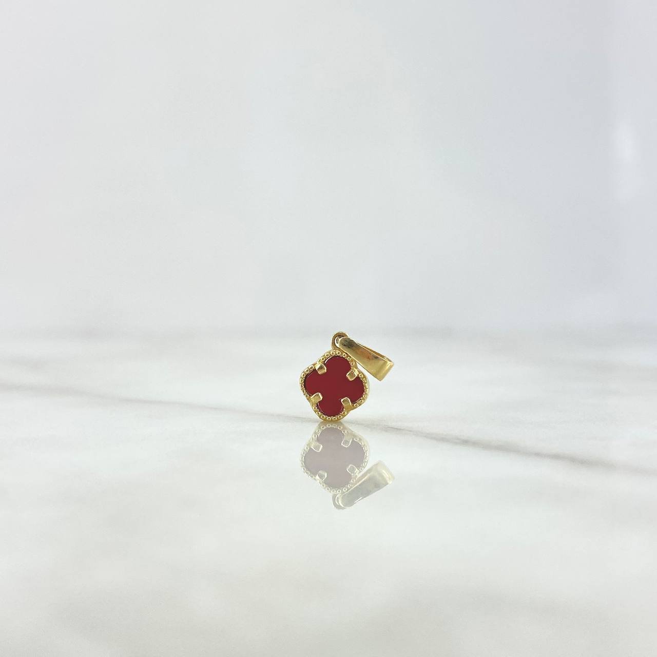 Dije Trébol VCyA 1.1gr / 1.7cm / 10mm Ambar Rojo Punteado Oro Amarillo +4 *