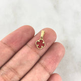 Dije Trébol VCyA 1.1gr / 1.7cm / 10mm Ambar Rojo Punteado Oro Amarillo +4 *