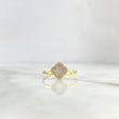 Anillo Trébol VCyA 2.25gr / T8 1/4 / 9mm Nacar Blanco Liso - Circones Blancos Oro Amarillo +4 ©