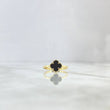 Anillo Trébol VCyA 2.55gr / T7 3/4 / 10mm Onix Negro Punteado Oro Amarillo +4 *