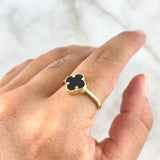 Anillo Trébol VCyA 2.4gr / T5 3/4 / 10mm Onix Negro Punteado Oro Amarillo +4 ©
