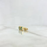 Topos Trébol 2.25gr / 0.7cm / 7mm Malaquita Verde Lisa Oro Amarillo